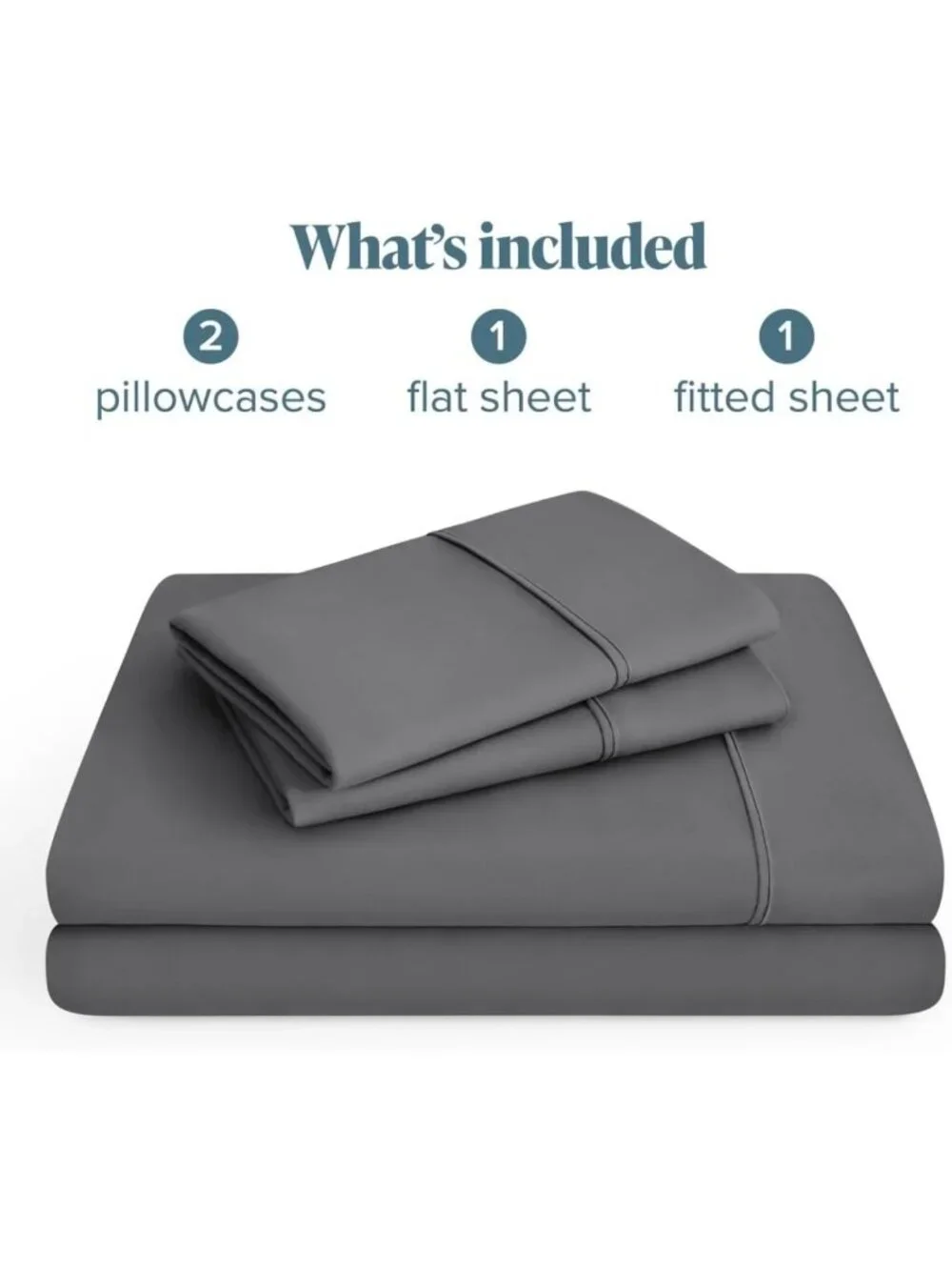 Ultra-Soft 1800 Thread Count Twin Sheet Set with 2 Pillowcases - Grey